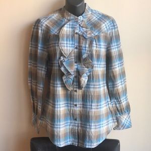 Plaid print career shirt Sz M